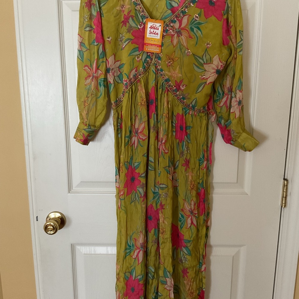 Green Floral Kurta Bottoms